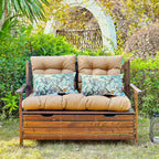 ARTPLAN Outdoor Cushions for Settee,Wicker Loveseat Cushions with Tie,Tufted Patio Cushions 2 U-Shaped Set of 5 Piece,L44xW19,Floral,