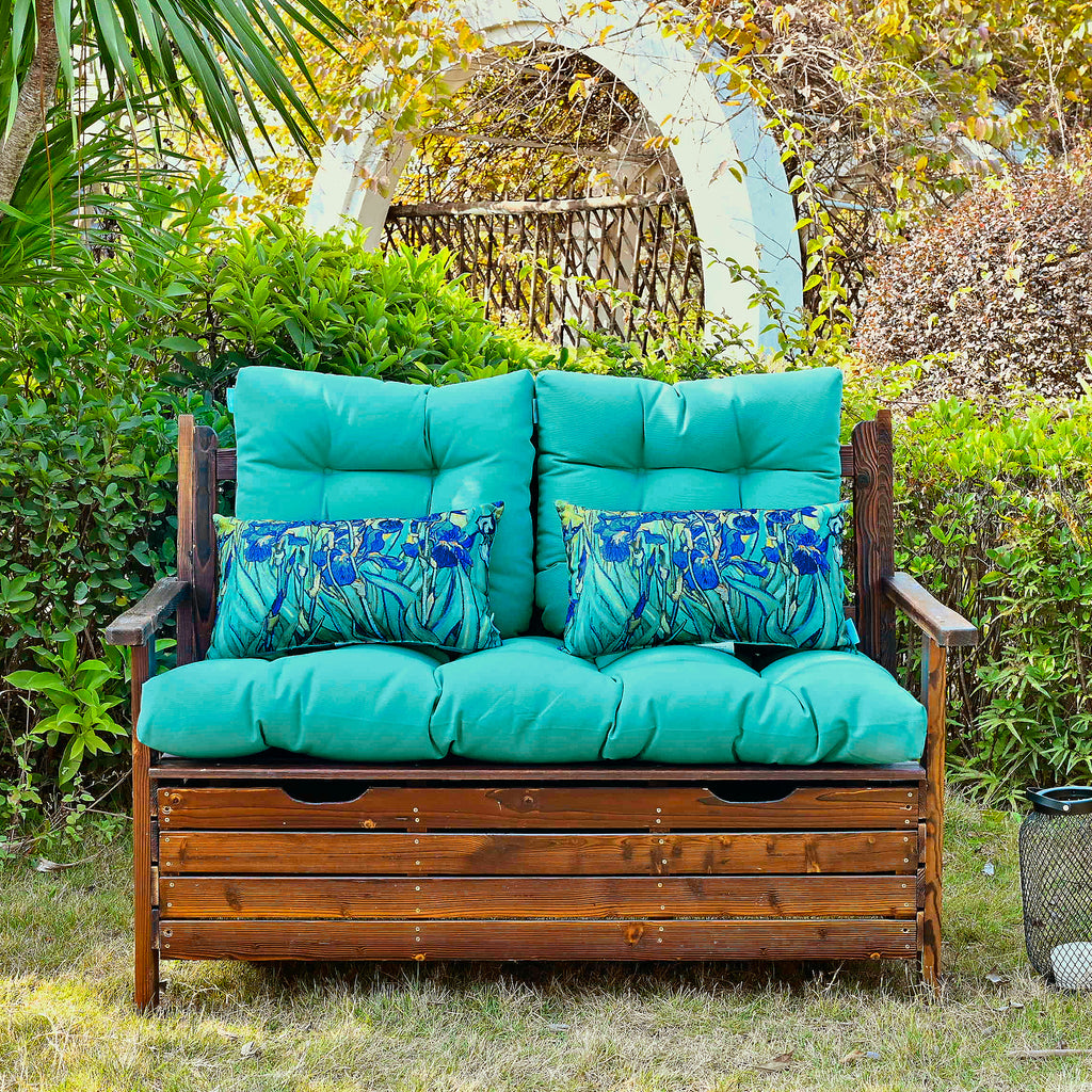 ARTPLAN Outdoor Cushions for Settee,Wicker Loveseat Cushions with Tie,Tufted Patio Cushions 2 U-Shaped Set of 5 Piece,L44xW19,Floral,