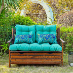ARTPLAN Outdoor Cushions for Settee,Wicker Loveseat Cushions with Tie,Tufted Patio Cushions 2 U-Shaped Set of 5 Piece,L44xW19,Floral,