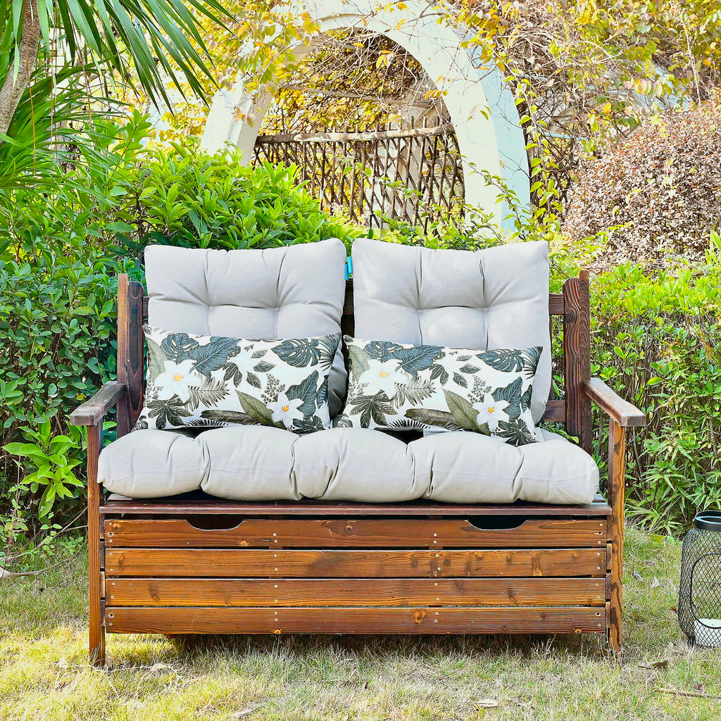 ARTPLAN Outdoor Cushions for Settee,Wicker Loveseat Cushions with Tie,Tufted Patio Cushions 2 U-Shaped Set of 5 Piece,L44xW19,Floral,