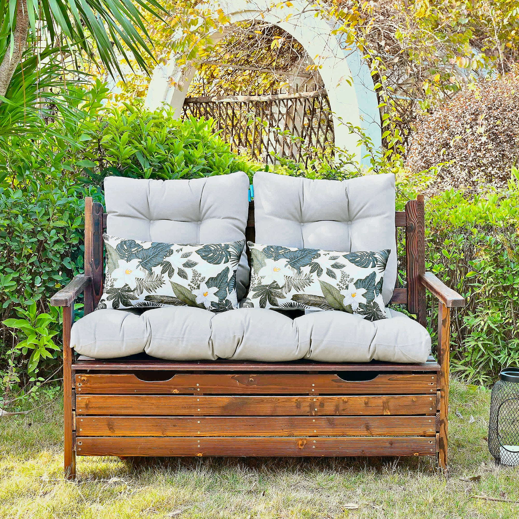ARTPLAN Outdoor Cushions for Settee,Wicker Loveseat Cushions with Tie,Tufted Patio Cushions 2 U-Shaped Set of 5 Piece,L44xW19,Floral,