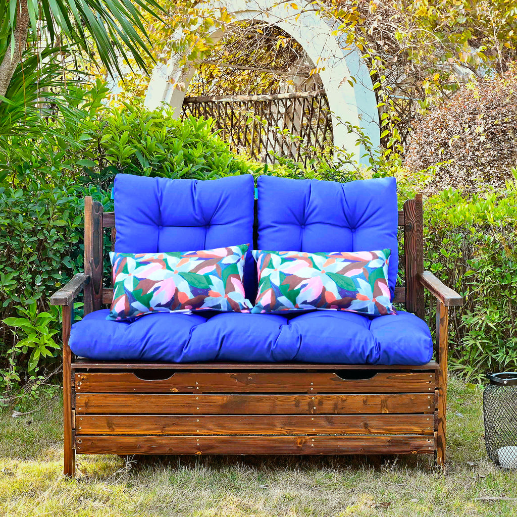 ARTPLAN Outdoor Cushions for Settee,Wicker Loveseat Cushions with Tie,Tufted Patio Cushions 2 U-Shaped Set of 5 Piece,L44xW19,Floral,