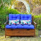 ARTPLAN Outdoor Cushions for Settee,Wicker Loveseat Cushions with Tie,Tufted Patio Cushions 2 U-Shaped Set of 5 Piece,L44xW19,Floral,