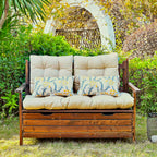 ARTPLAN Outdoor Cushions for Settee,Wicker Loveseat Cushions with Tie,Tufted Patio Cushions 2 U-Shaped Set of 5 Piece,L44xW19,Floral,