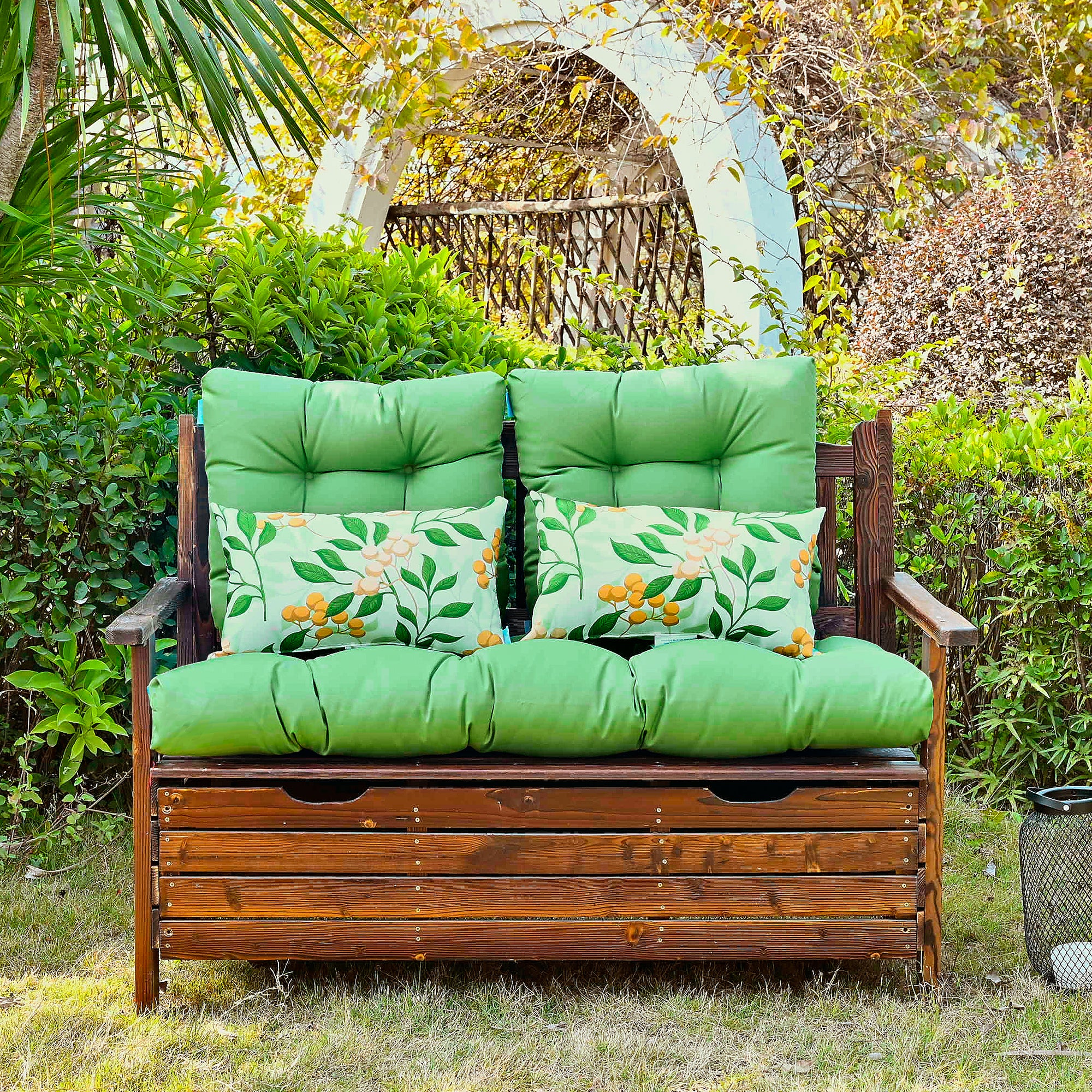 ARTPLAN All Weather Chair Outdoor Cushions Settee Loveseat Bench Cushions Set of 5 Wicker Tufted Pillow for Patio Outdoor Furniture