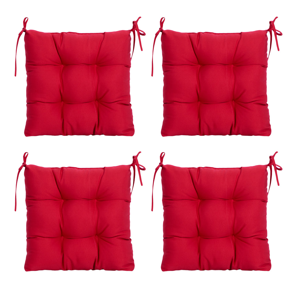 ARTPLANT Outdoor Dinning Seat Pads Cushions with Tie 19"x19"x4",Square Wicker Outdoor Tufted Chair Cushion,Set of 2
