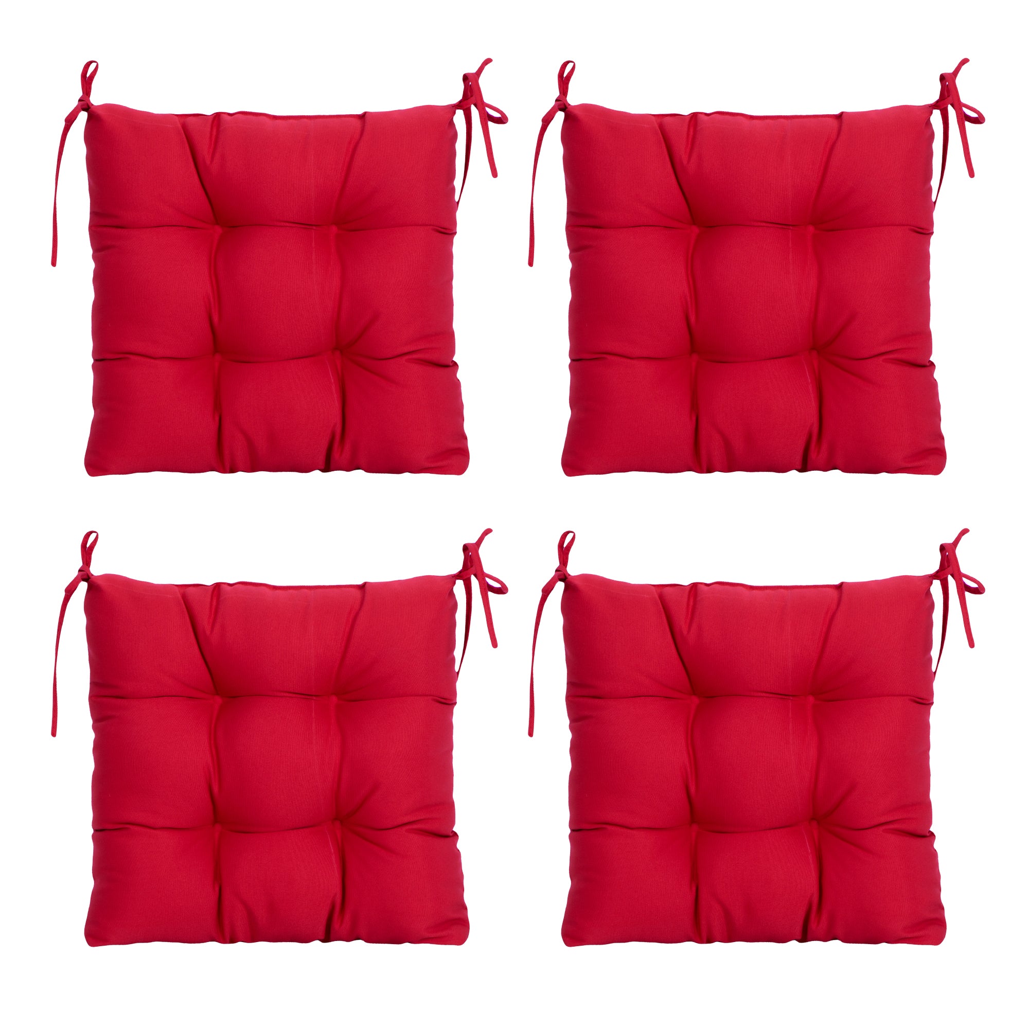 ARTPLANT Outdoor Dinning Seat Pads Cushions with Tie 19"x19"x4",Square Wicker Outdoor Tufted Chair Cushion,Set of 2
