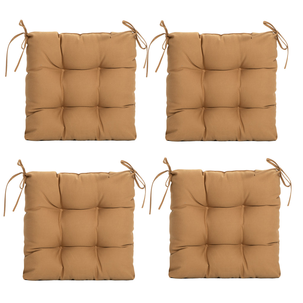 ARTPLANT Outdoor Dinning Seat Pads Cushions with Tie 19"x19"x4",Square Wicker Outdoor Tufted Chair Cushion,Set of 2