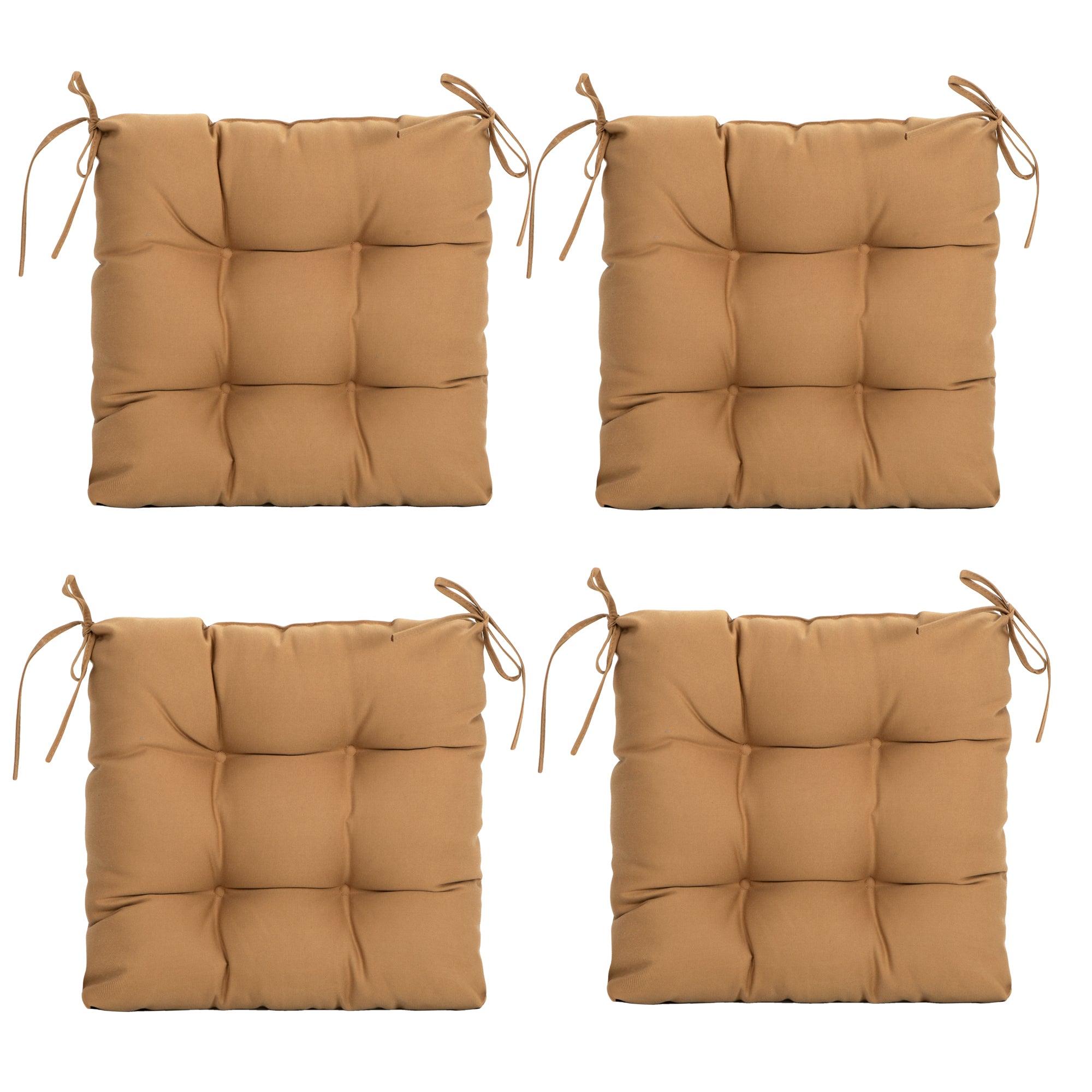 ARTPLANT Outdoor Dinning Seat Pads Cushions with Tie 19"x19"x4",Square Wicker Outdoor Tufted Chair Cushion,Set of 2