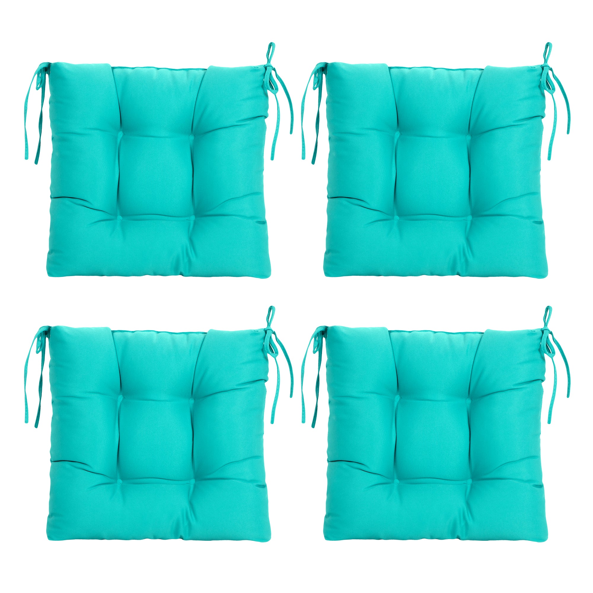 ARTPLANT Outdoor Dinning Seat Pads Cushions with Tie 19"x19"x4",Square Wicker Outdoor Tufted Chair Cushion,Set of 2