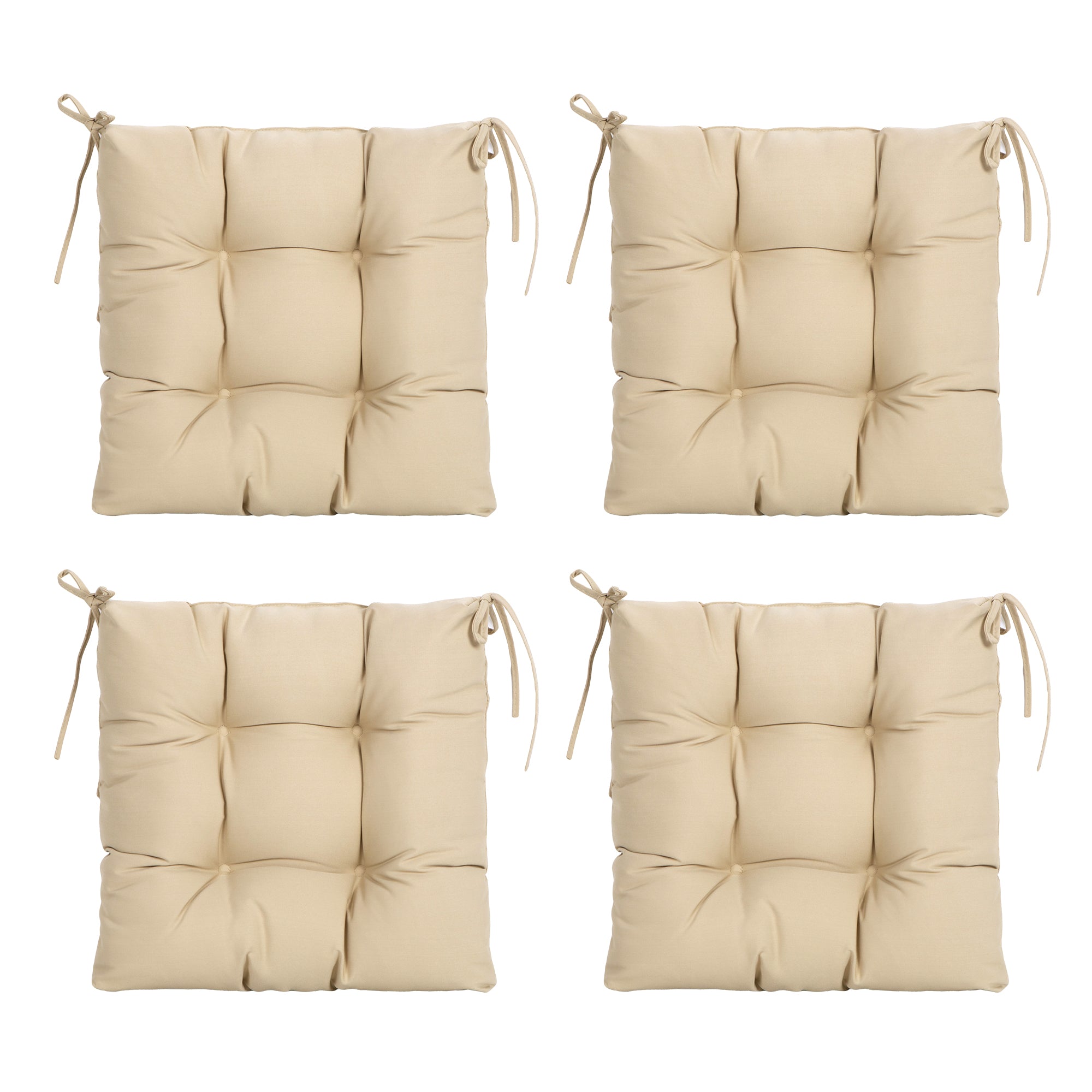ARTPLANT Outdoor Dinning Seat Pads Cushions with Tie 19"x19"x4",Square Wicker Outdoor Tufted Chair Cushion,Set of 2