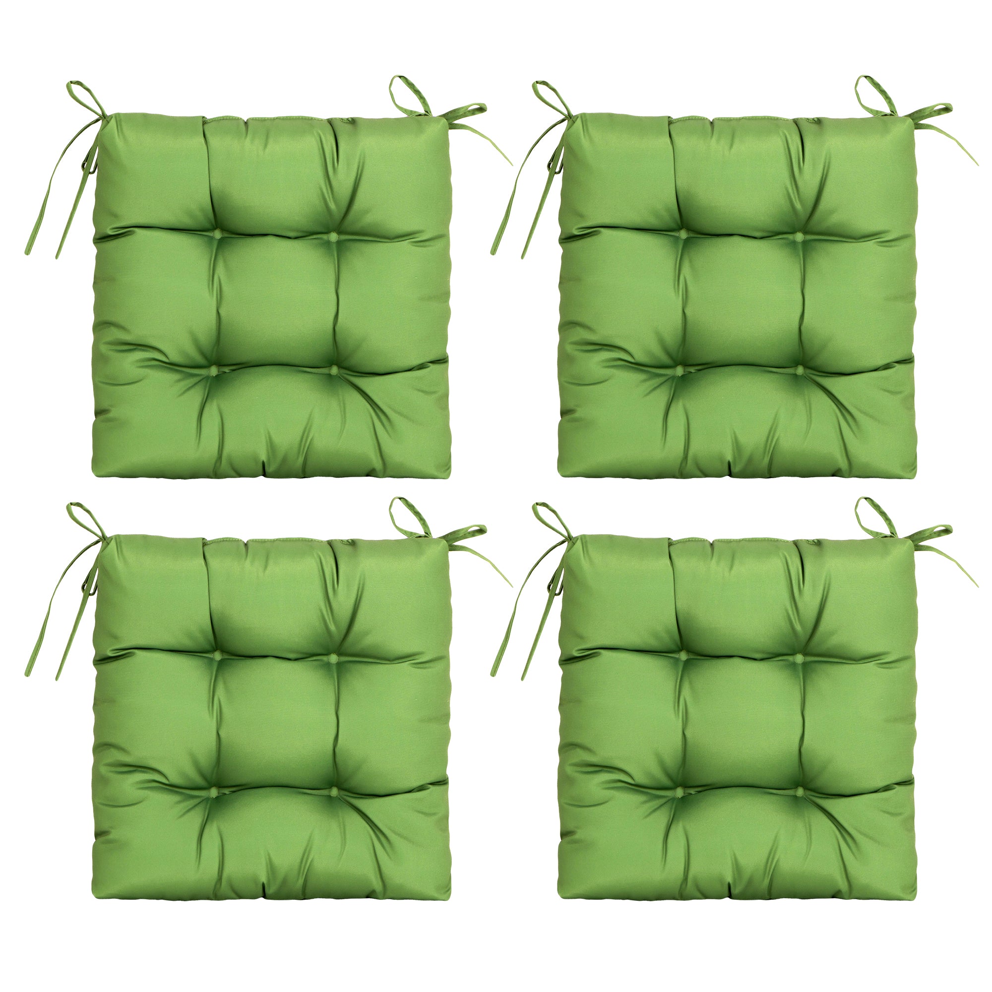 ARTPLANT Outdoor Dinning Seat Pads Cushions with Tie 19"x19"x4",Square Wicker Outdoor Tufted Chair Cushion,Set of 2