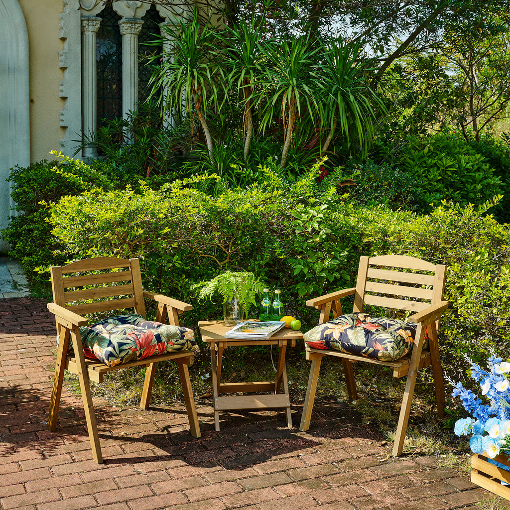 ARTPLANT Outdoor Dinning Seat Pads Cushions with Tie 19"x19"x4",Square Wicker Outdoor Tufted Chair Cushion,Set of 2