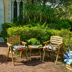 ARTPLANT Outdoor Dinning Seat Pads Cushions with Tie 19"x19"x4",Square Wicker Outdoor Tufted Chair Cushion,Set of 2