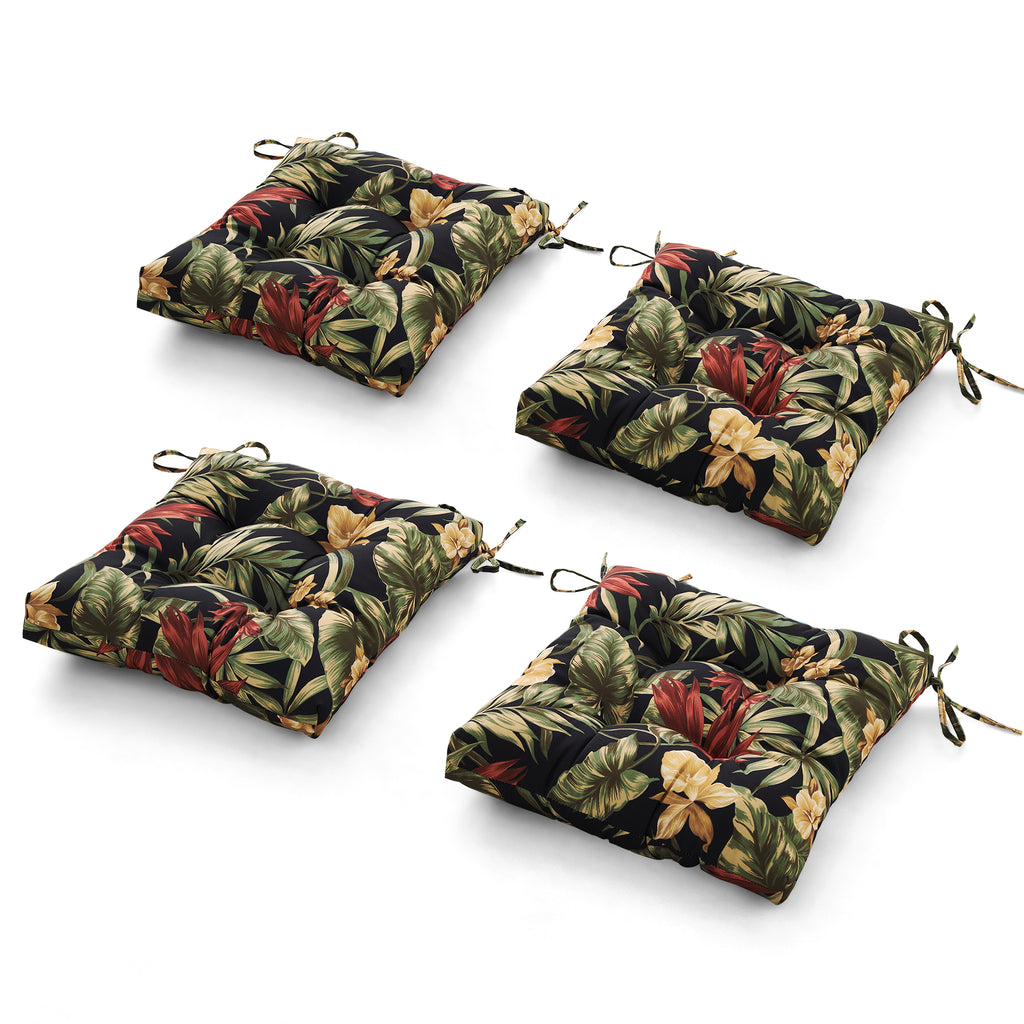ARTPLANT Outdoor Dinning Seat Pads Cushions with Tie 19"x19"x4",Square Wicker Outdoor Tufted Chair Cushion,Set of 2