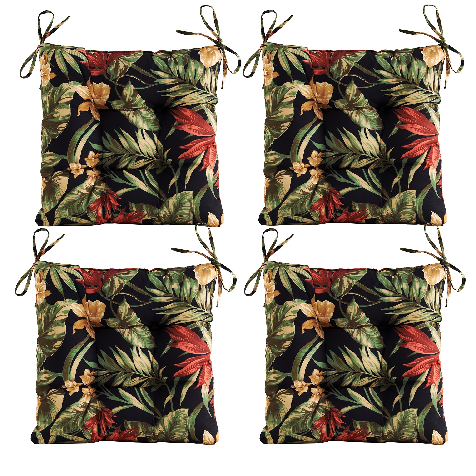 ARTPLANT Outdoor Dinning Seat Pads Cushions with Tie 19"x19"x4",Square Wicker Outdoor Tufted Chair Cushion,Set of 2