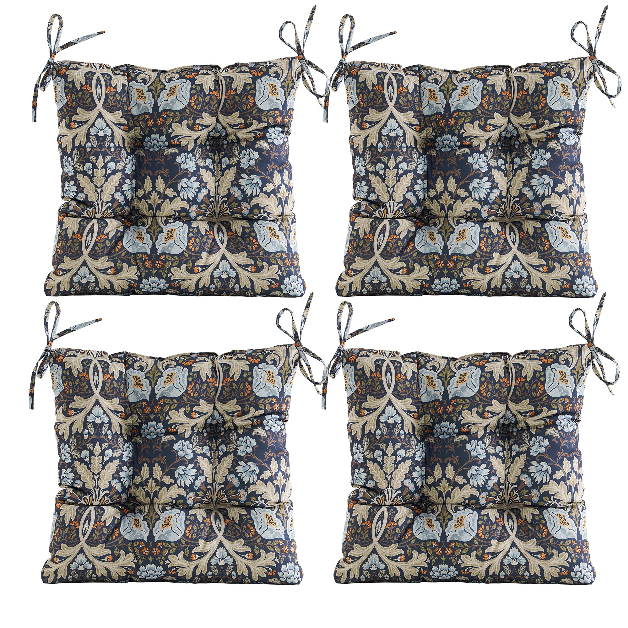 ARTPLANT Outdoor Dinning Seat Pads Cushions with Tie 19"x19"x4",Square Wicker Outdoor Tufted Chair Cushion,Set of 2