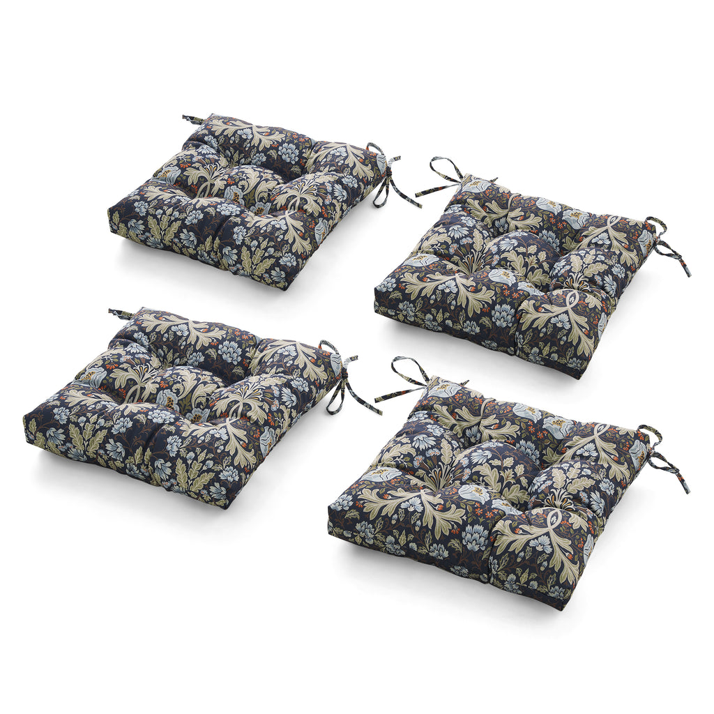 ARTPLANT Outdoor Dinning Seat Pads Cushions with Tie 19"x19"x4",Square Wicker Outdoor Tufted Chair Cushion,Set of 2