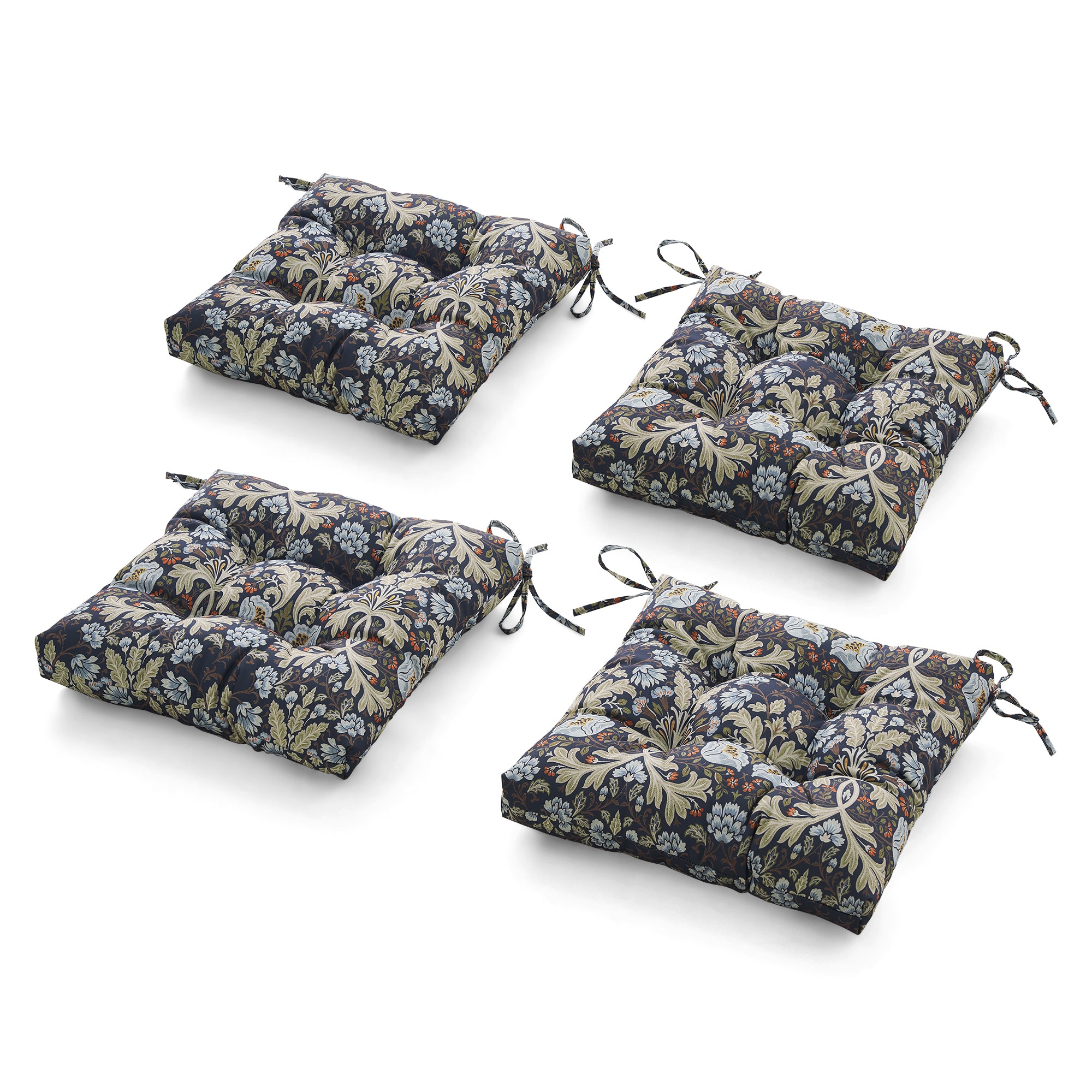 ARTPLANT Outdoor Dinning Seat Pads Cushions with Tie 19"x19"x4",Square Wicker Outdoor Tufted Chair Cushion,Set of 2