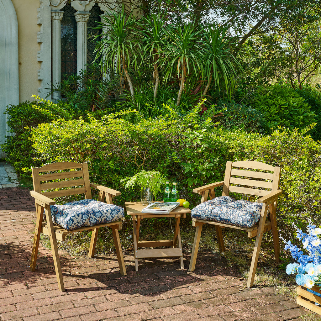 ARTPLANT Outdoor Dinning Seat Pads Cushions with Tie 19"x19"x4",Square Wicker Outdoor Tufted Chair Cushion,Set of 2