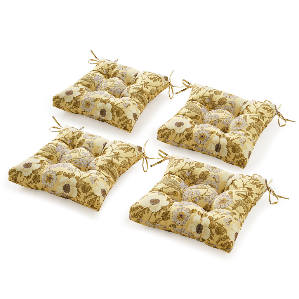 ARTPLANT Outdoor Dinning Seat Pads Cushions with Tie 19"x19"x4",Square Wicker Outdoor Tufted Chair Cushion,Set of 2