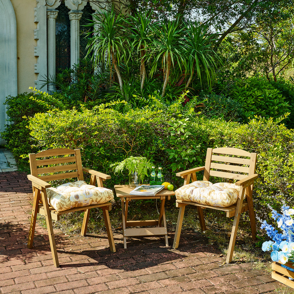 ARTPLANT Outdoor Dinning Seat Pads Cushions with Tie 19"x19"x4",Square Wicker Outdoor Tufted Chair Cushion,Set of 2
