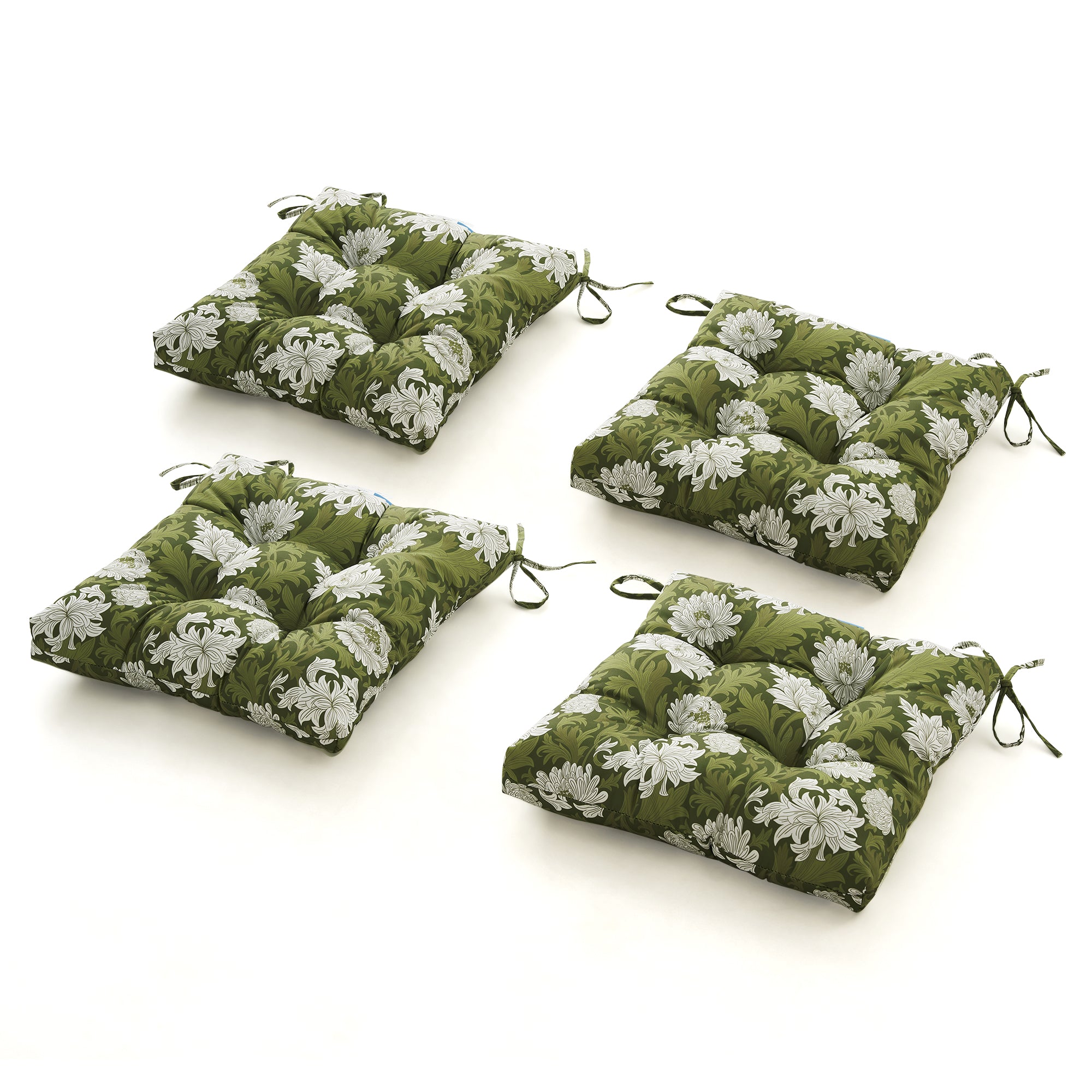 ARTPLANT Outdoor Dinning Seat Pads Cushions with Tie 19"x19"x4",Square Wicker Outdoor Tufted Chair Cushion,Set of 2