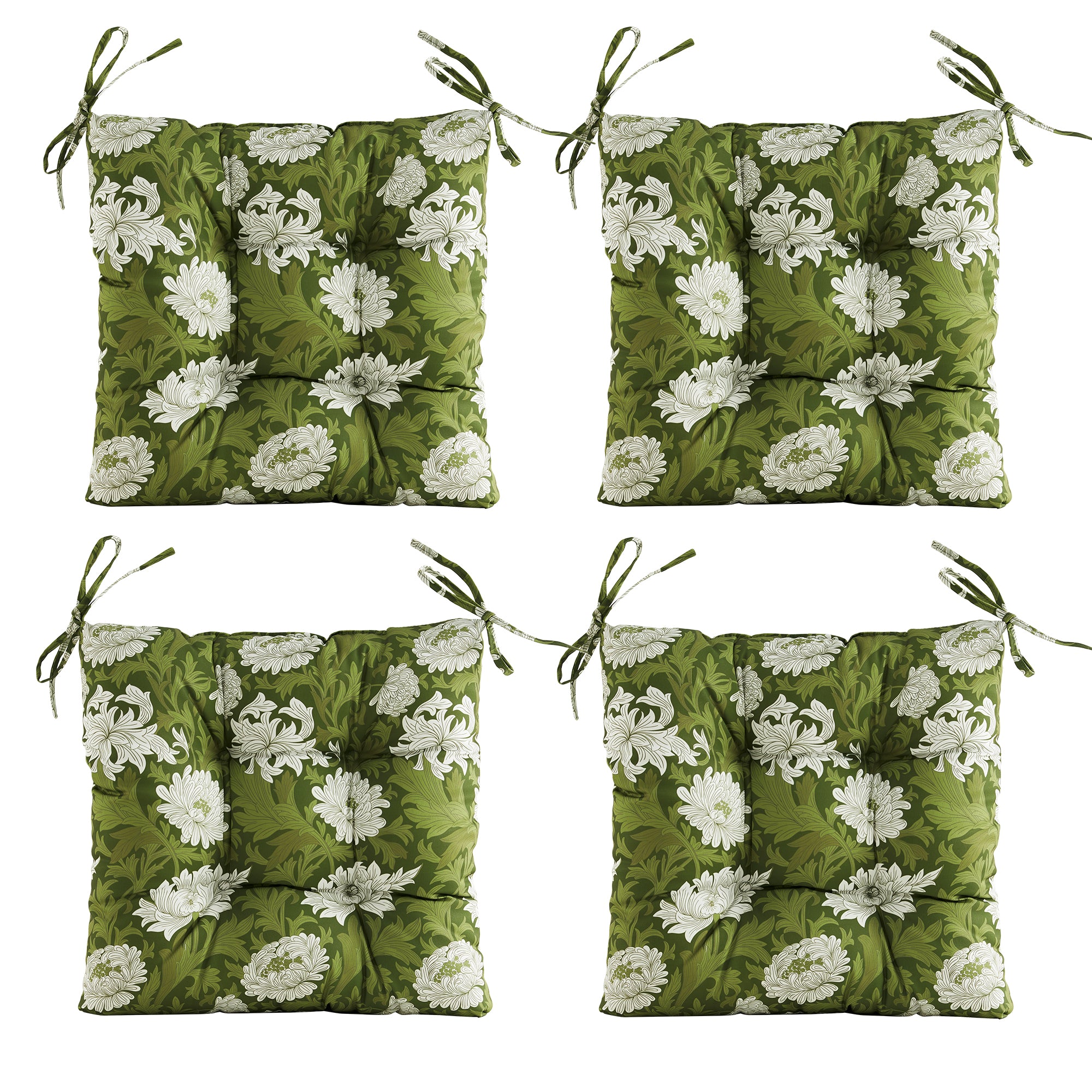 ARTPLANT Outdoor Dinning Seat Pads Cushions with Tie 19"x19"x4",Square Wicker Outdoor Tufted Chair Cushion,Set of 2
