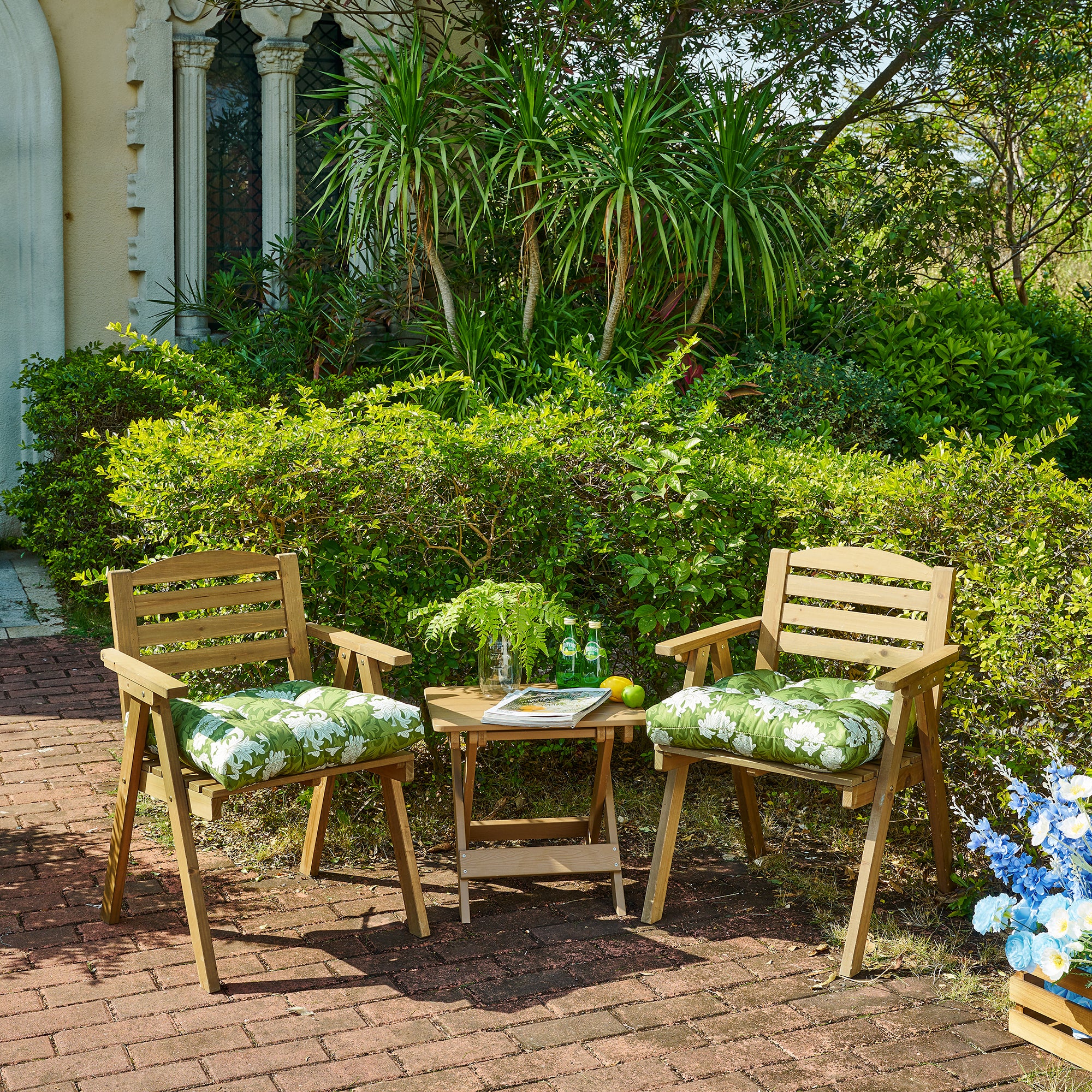 ARTPLANT Outdoor Dinning Seat Pads Cushions with Tie 19"x19"x4",Square Wicker Outdoor Tufted Chair Cushion,Set of 2