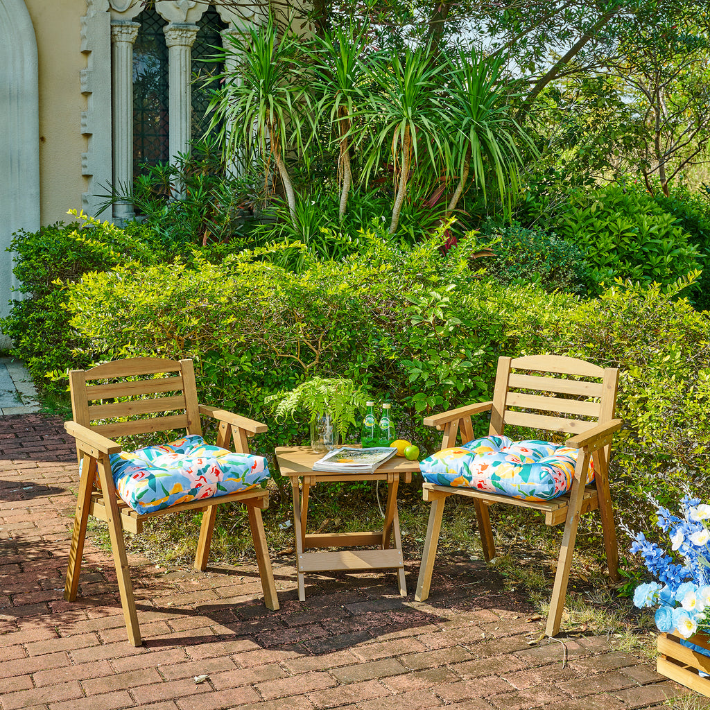 ARTPLANT Outdoor Dinning Seat Pads Cushions with Tie 19"x19"x4",Square Wicker Outdoor Tufted Chair Cushion,Set of 2