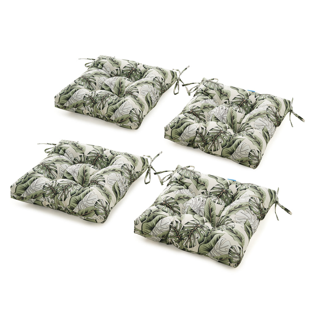 ARTPLANT Outdoor Dinning Seat Pads Cushions with Tie 19"x19"x4",Square Wicker Outdoor Tufted Chair Cushion,Set of 2