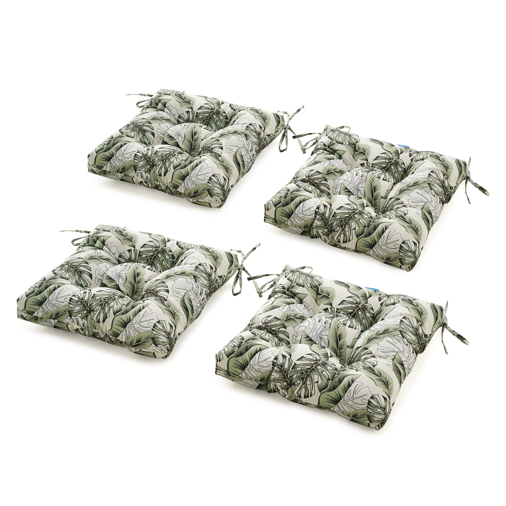 ARTPLANT Outdoor Dinning Seat Pads Cushions with Tie 19"x19"x4",Square Wicker Outdoor Tufted Chair Cushion,Set of 2