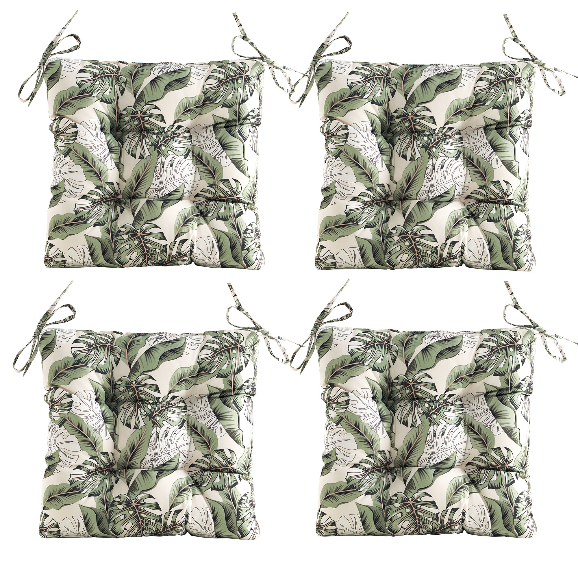 ARTPLANT Outdoor Dinning Seat Pads Cushions with Tie 19"x19"x4",Square Wicker Outdoor Tufted Chair Cushion,Set of 2