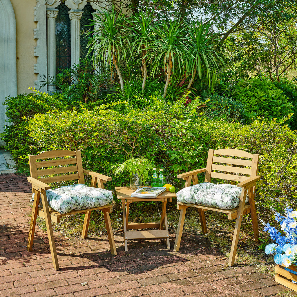 ARTPLANT Outdoor Dinning Seat Pads Cushions with Tie 19"x19"x4",Square Wicker Outdoor Tufted Chair Cushion,Set of 2