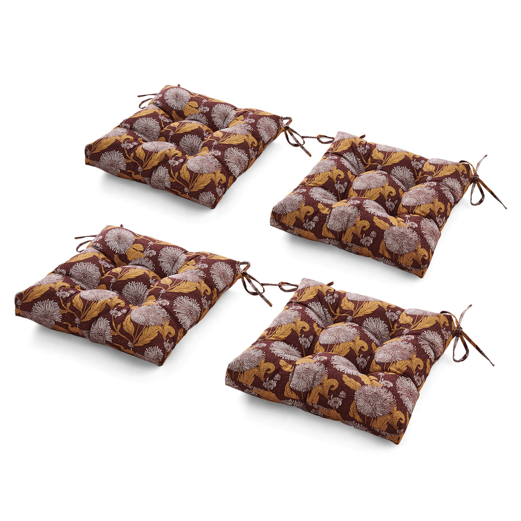 ARTPLANT Outdoor Dinning Seat Pads Cushions with Tie 19"x19"x4",Square Wicker Outdoor Tufted Chair Cushion,Set of 2