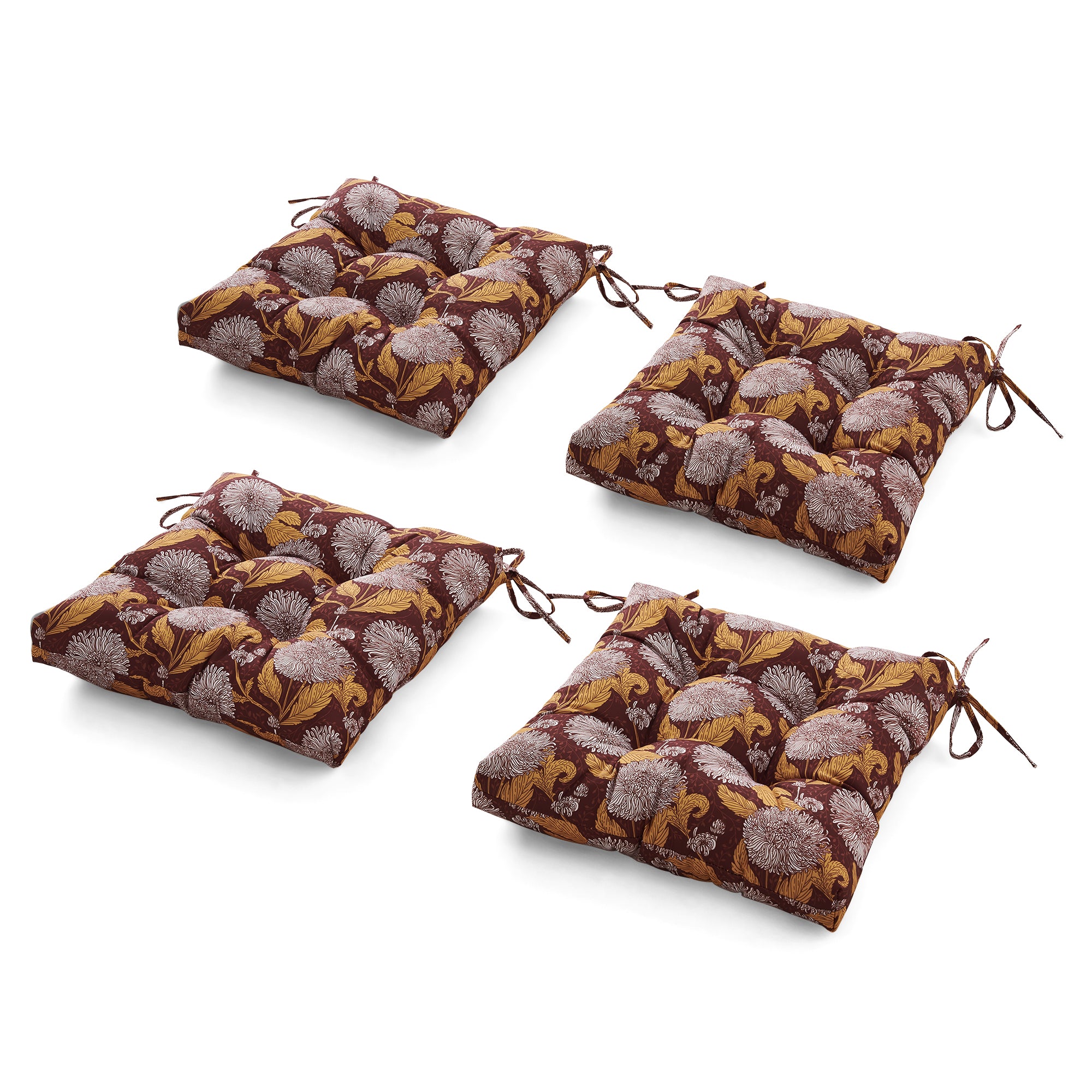 ARTPLANT Outdoor Dinning Seat Pads Cushions with Tie 19"x19"x4",Square Wicker Outdoor Tufted Chair Cushion,Set of 2