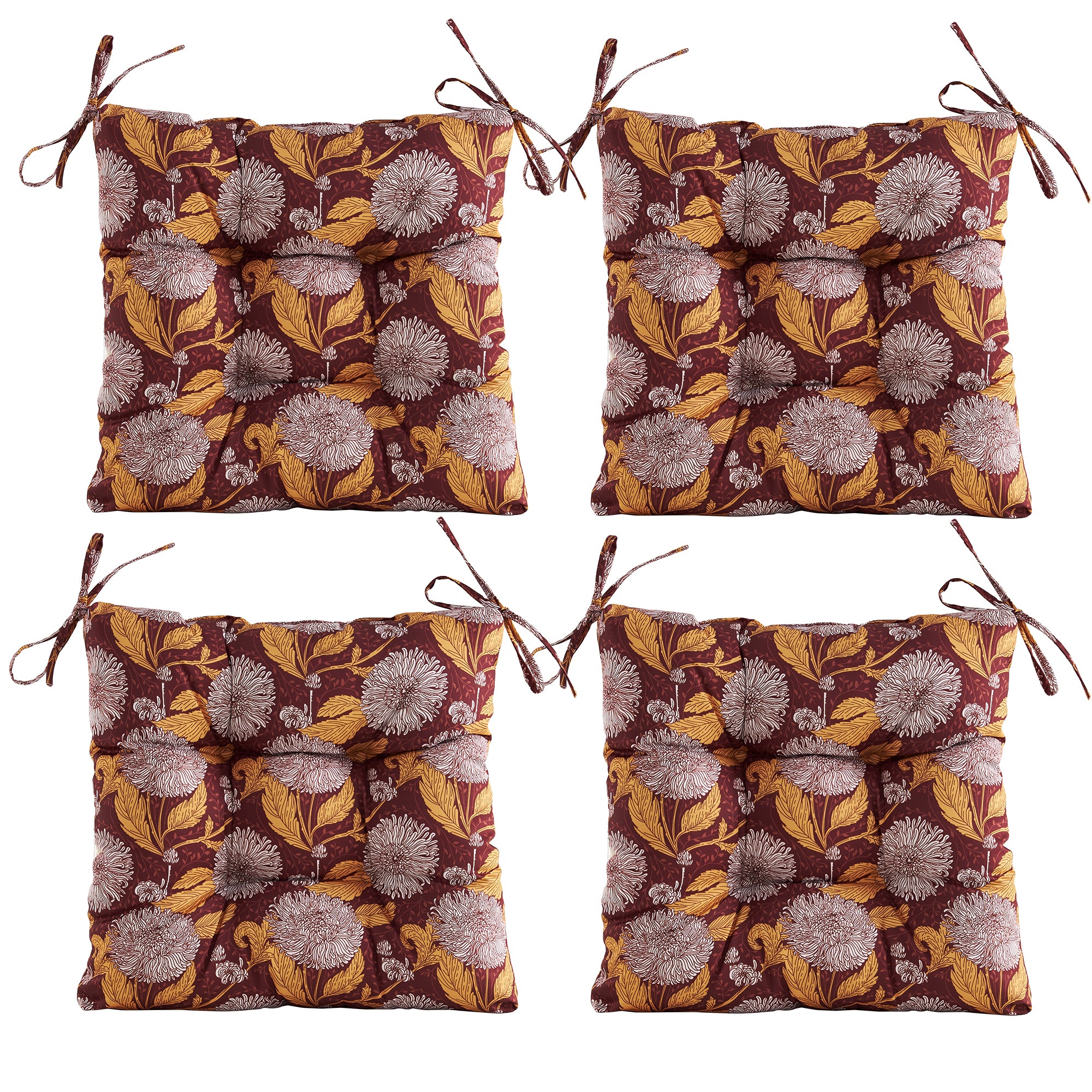 ARTPLANT Outdoor Dinning Seat Pads Cushions with Tie 19"x19"x4",Square Wicker Outdoor Tufted Chair Cushion,Set of 2