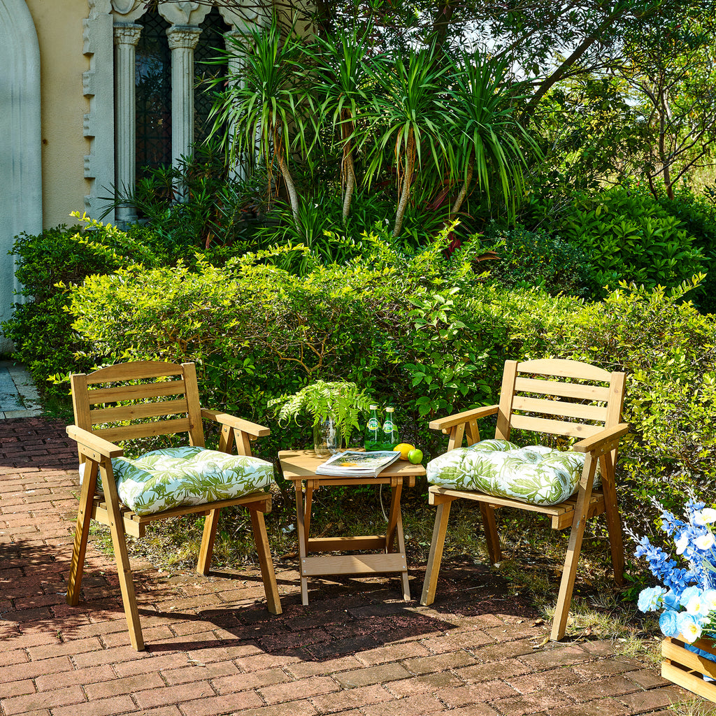 ARTPLANT Outdoor Dinning Seat Pads Cushions with Tie 19"x19"x4",Square Wicker Outdoor Tufted Chair Cushion,Set of 2