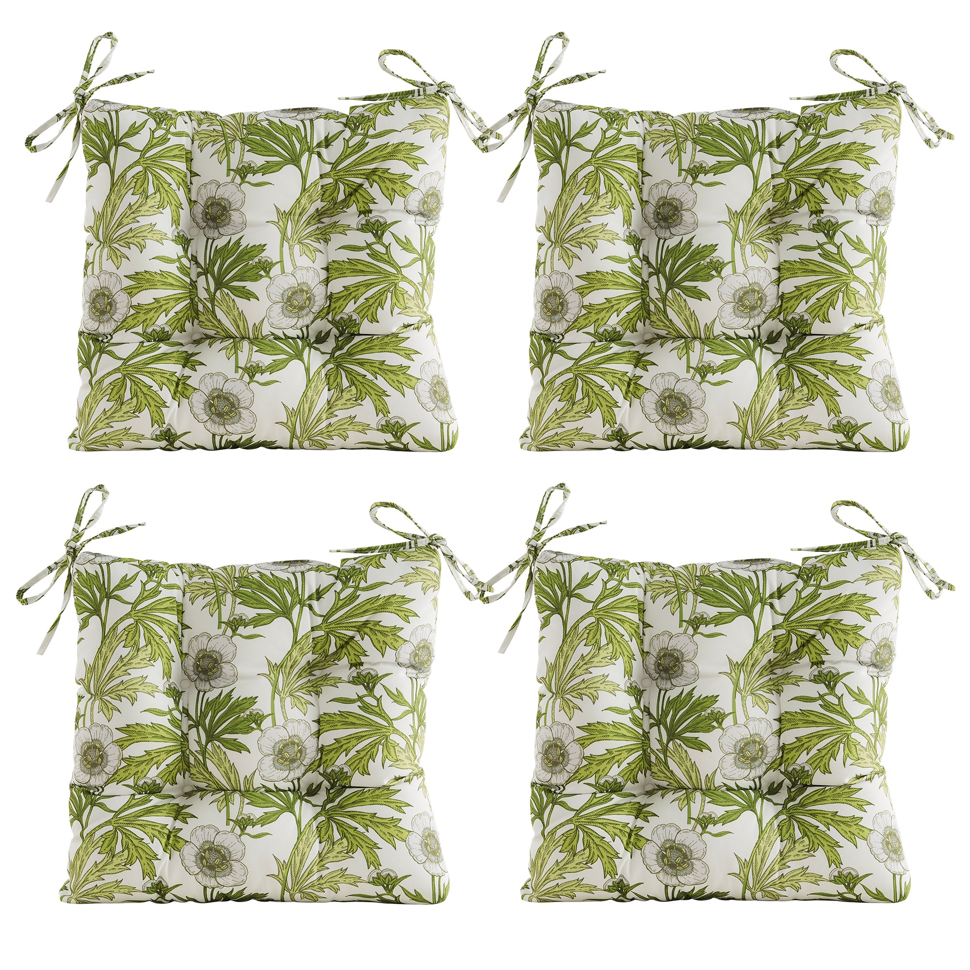 ARTPLANT Outdoor Dinning Seat Pads Cushions with Tie 19"x19"x4",Square Wicker Outdoor Tufted Chair Cushion,Set of 2