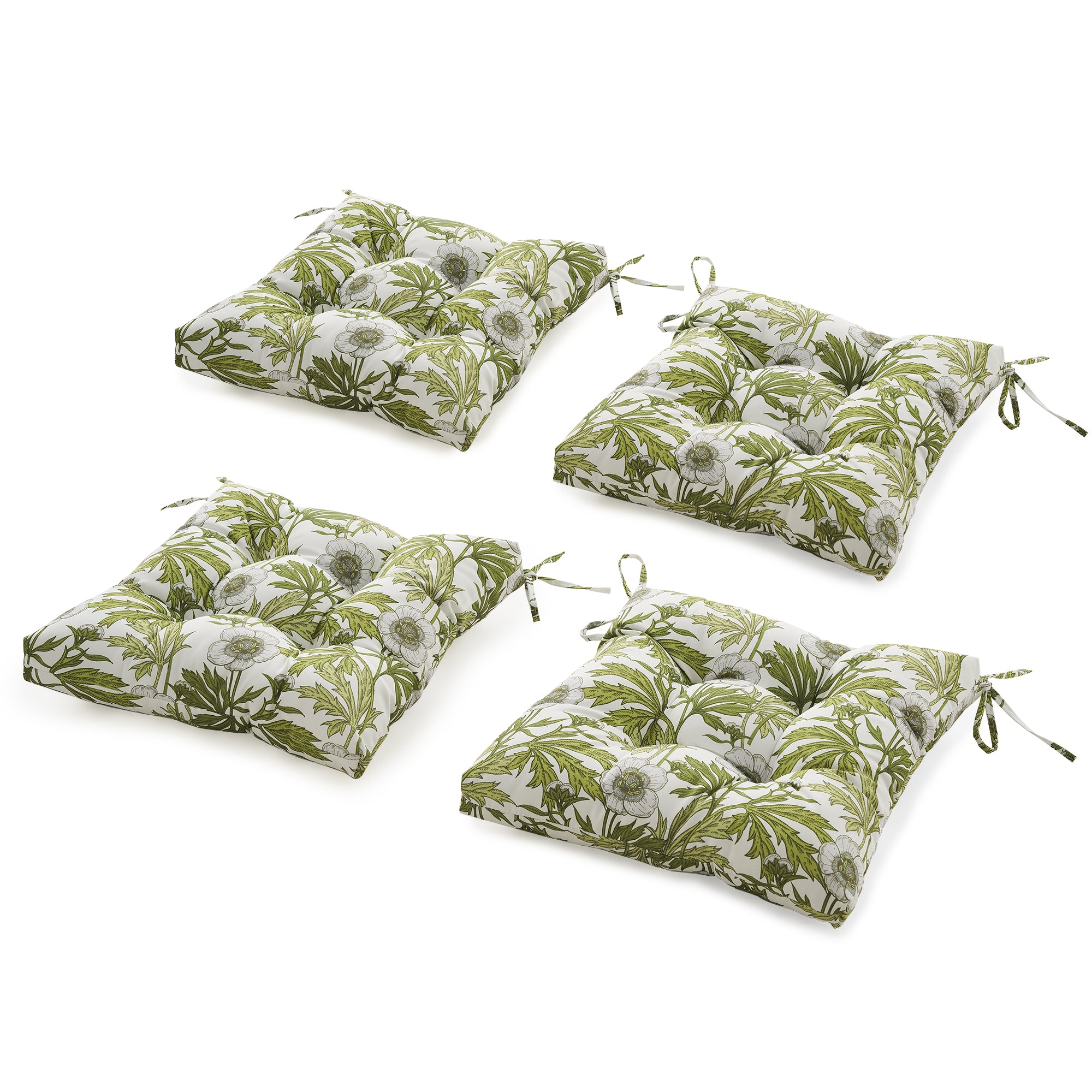 ARTPLANT Outdoor Dinning Seat Pads Cushions with Tie 19"x19"x4",Square Wicker Outdoor Tufted Chair Cushion,Set of 2