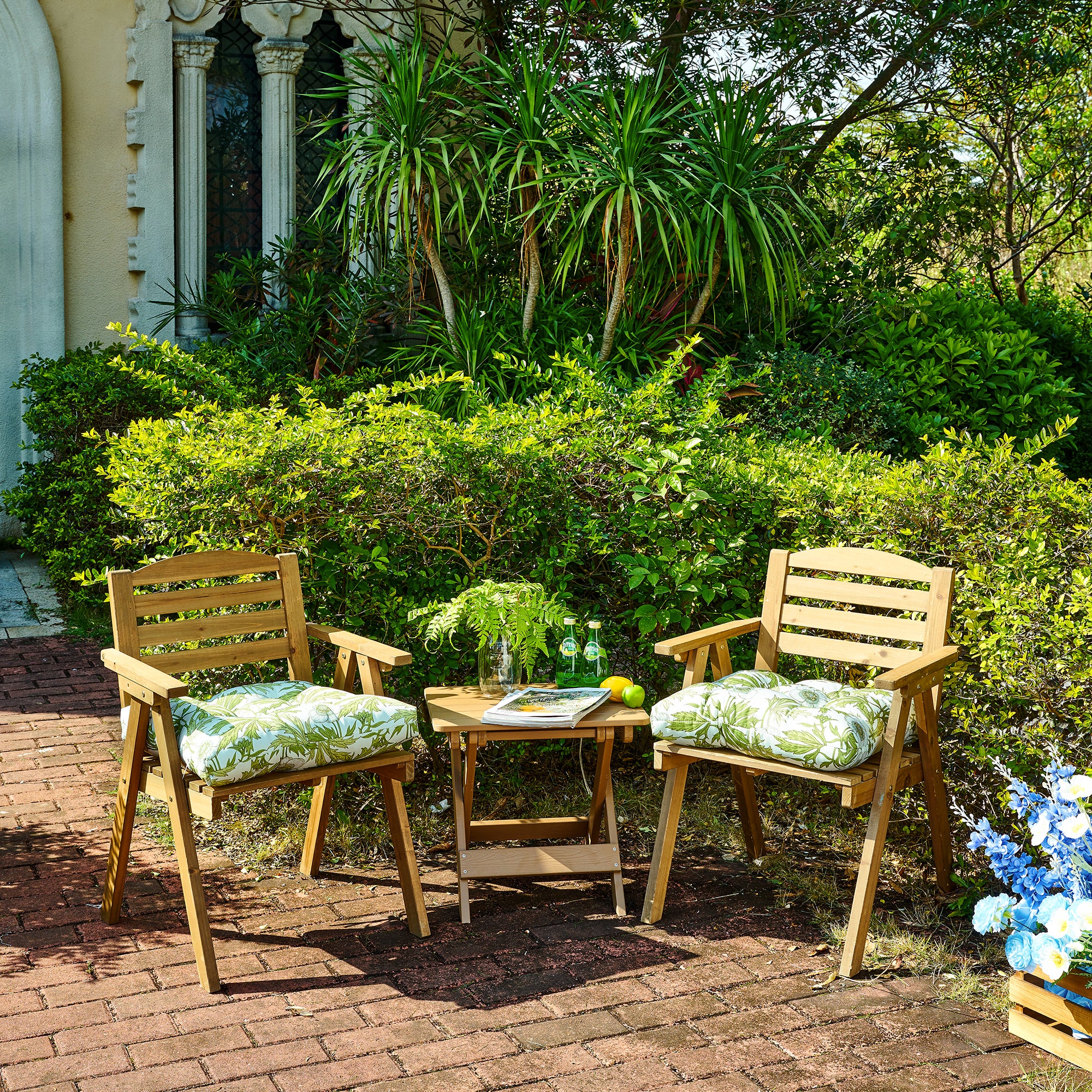 ARTPLANT Outdoor Dinning Seat Pads Cushions with Tie 19"x19"x4",Square Wicker Outdoor Tufted Chair Cushion,Set of 2