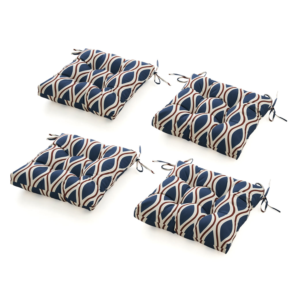 ARTPLANT Outdoor Dinning Seat Pads Cushions with Tie 19"x19"x4",Square Wicker Outdoor Tufted Chair Cushion,Set of 2