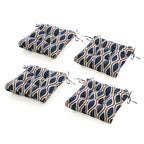 ARTPLANT Outdoor Dinning Seat Pads Cushions with Tie 19"x19"x4",Square Wicker Outdoor Tufted Chair Cushion,Set of 2