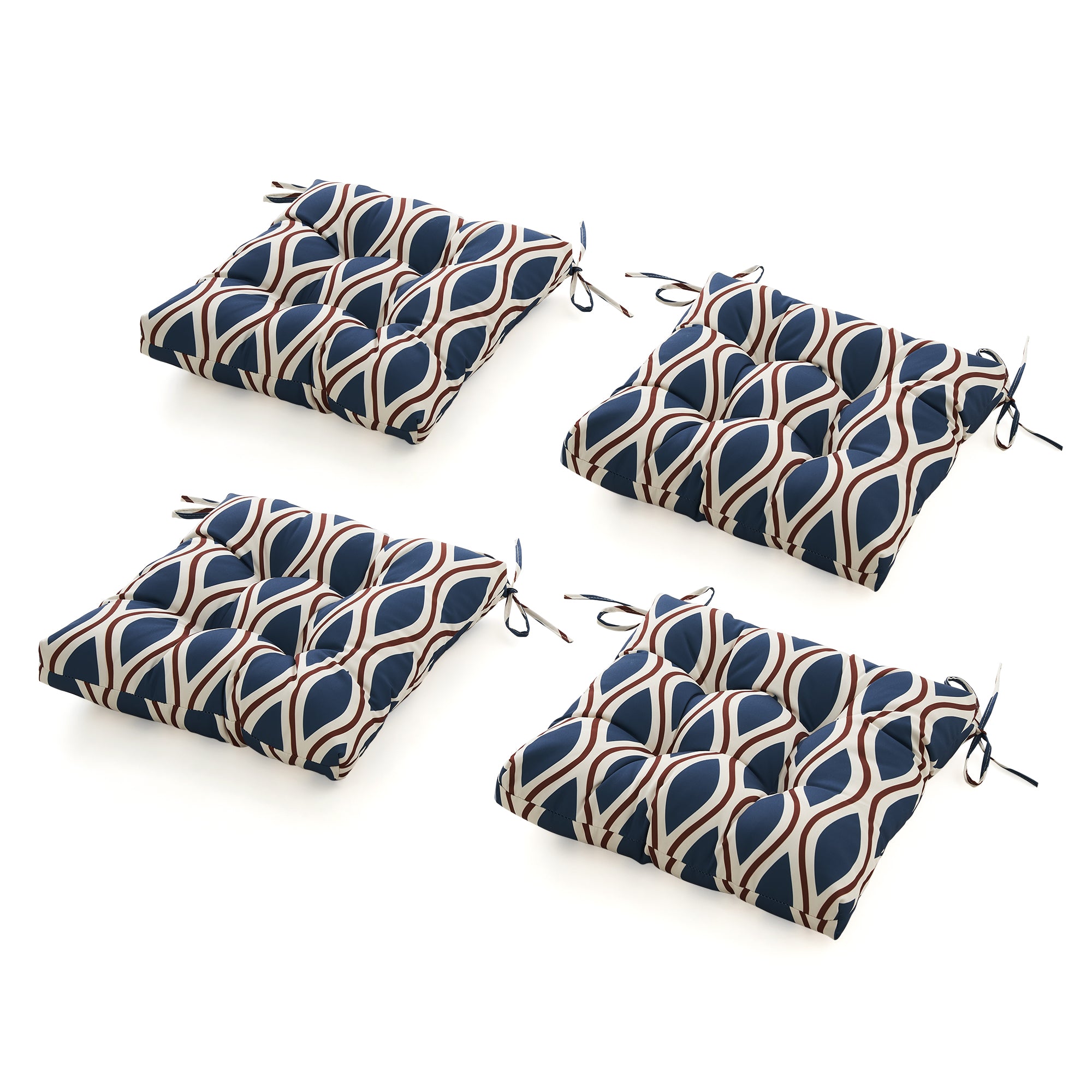 ARTPLANT Outdoor Dinning Seat Pads Cushions with Tie 19"x19"x4",Square Wicker Outdoor Tufted Chair Cushion,Set of 2
