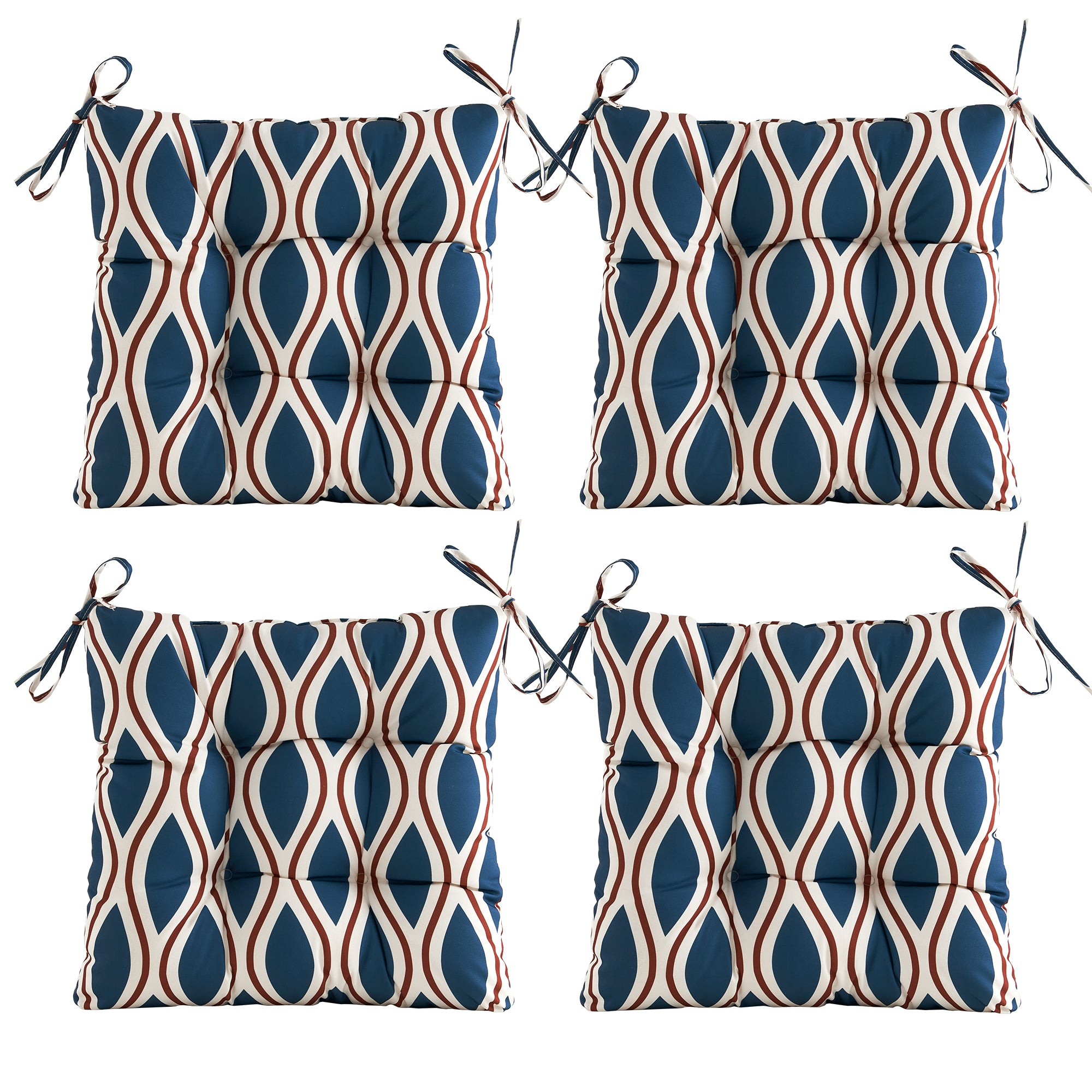 ARTPLANT Outdoor Dinning Seat Pads Cushions with Tie 19"x19"x4",Square Wicker Outdoor Tufted Chair Cushion,Set of 2