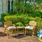 ARTPLANT Outdoor Dinning Seat Pads Cushions with Tie 19"x19"x4",Square Wicker Outdoor Tufted Chair Cushion,Set of 2