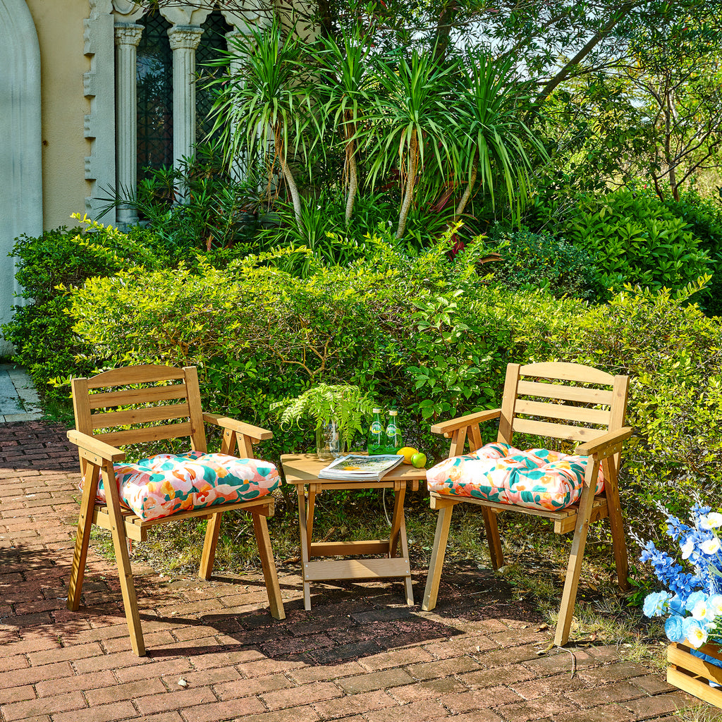 ARTPLANT Outdoor Dinning Seat Pads Cushions with Tie 19"x19"x4",Square Wicker Outdoor Tufted Chair Cushion,Set of 2