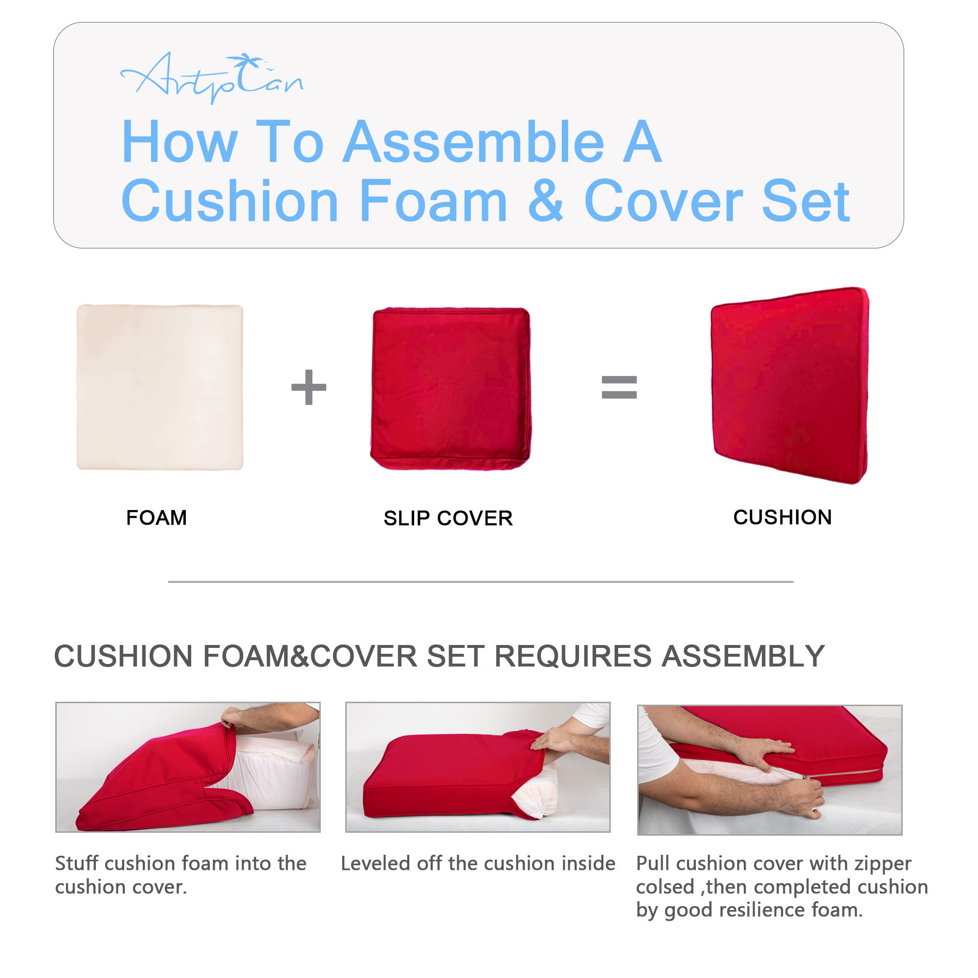 ARTPLAN Patio Bench Cushions Set of 5, Outdoor Sofa Cushions | All-Weather Fabric | Lumbar Support Pillows | Waterproof & Fade-Resistant for Sectionals