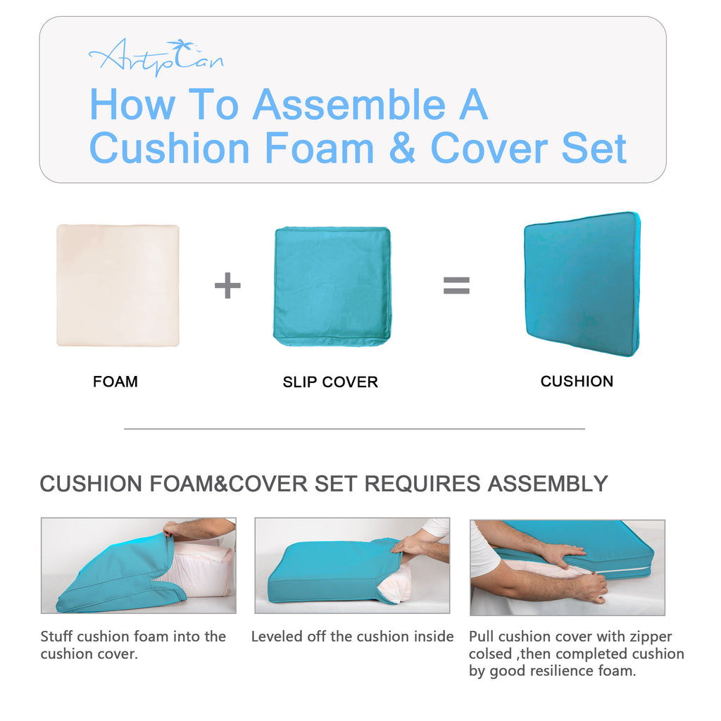 ARTPLAN Patio Bench Cushions Set of 5, Outdoor Sofa Cushions | All-Weather Fabric | Lumbar Support Pillows | Waterproof & Fade-Resistant for Sectionals