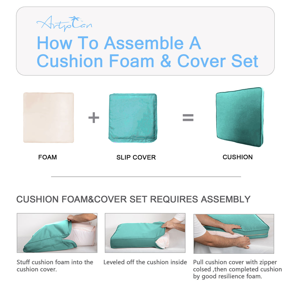ARTPLAN Patio Bench Cushions Set of 5, Outdoor Sofa Cushions | All-Weather Fabric | Lumbar Support Pillows | Waterproof & Fade-Resistant for Sectionals